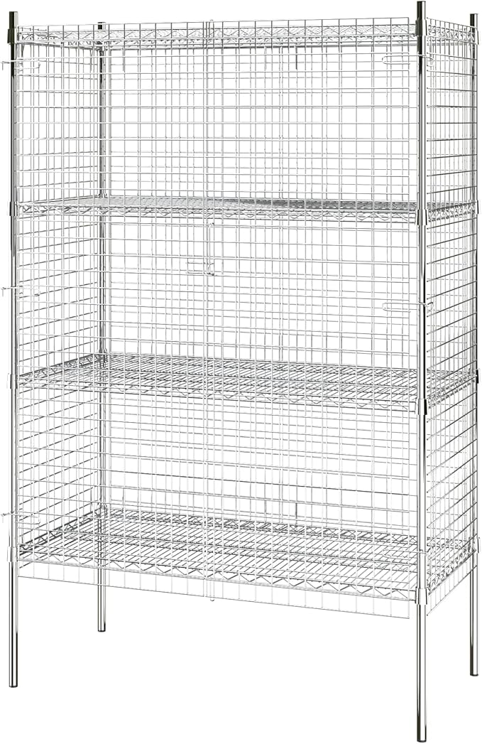 Commercial Grade NSF Listed Metal Wire Mesh Storage Chrome Security Cage Kit, 24" x 48" x 74", Perfect for Warehouse, Grocery Store, Restaurant, Dishroom