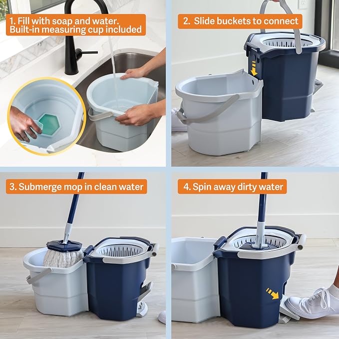 Casabella Spin Mop System with Extra Mop Head Refill - Image 6