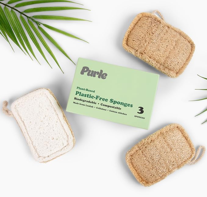 Purle Natural Kitchen Sponges, Eco-Friendly, Compostable Dish Sponges, Loofah & by Purle