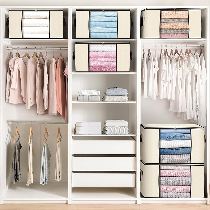 90L Large Storage Bags, 10 Pack Clothes Storage Bins Closet Organizers | - Image 2