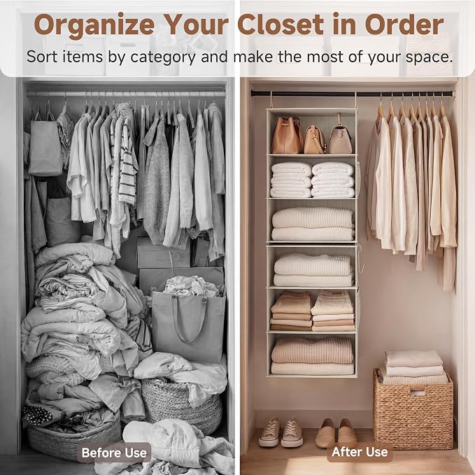 StorageWorks 6-Shelf Jumbo Closet Organizers, Two 3-Shelf Separable Hanging - Image 4