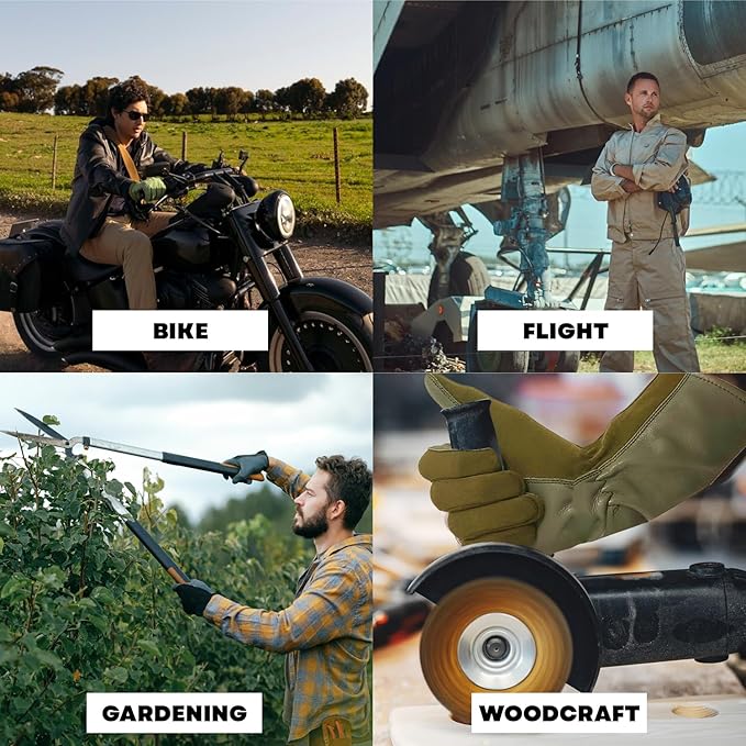 Nomex Flight Gloves, Leather Work Gloves for Men, Soft Durable Sheep Skin Leather Driving, Flying, Gardening Hunting Gloves