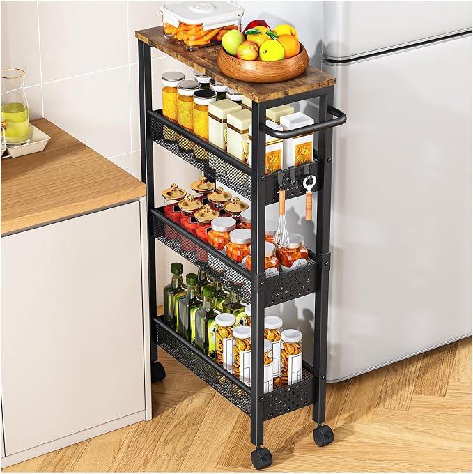 Vivihomety 4-Tier Slim Utility Rolling Laundry Cart - Image 8