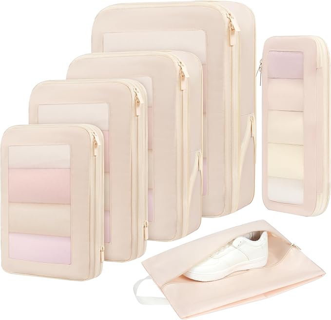 BAGAIL 4 Set/6 Set/8 Set Compression Packing Cubes Travel Accessories by BAGAIL