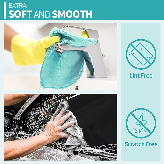 Microfiber Cleaning Cloth, 20 Pack Cleaning Rags, Washable Reusable Microfiber - Image 5
