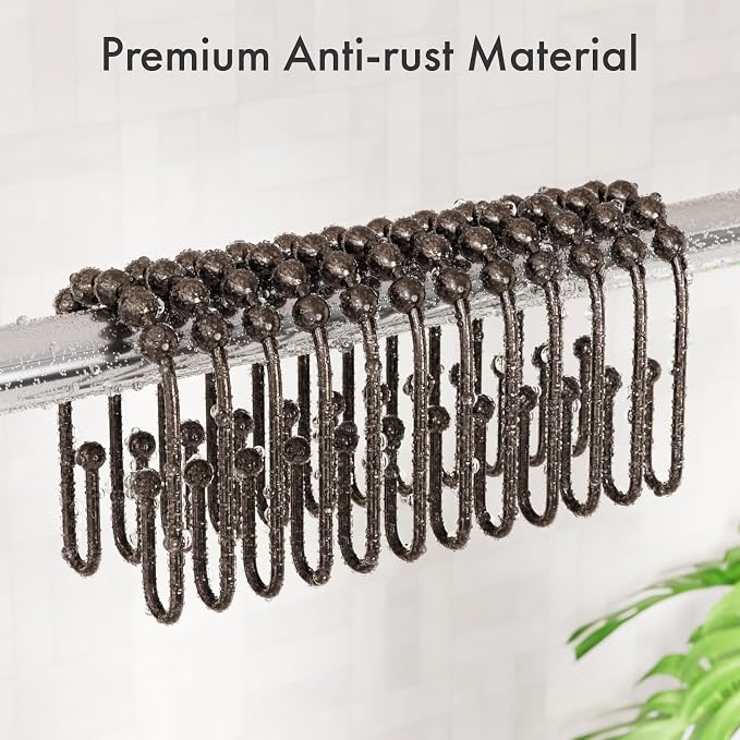 AmazerBath Shower Curtain Hooks Bronze Shower Curtain Rings Rust Proof - Image 5