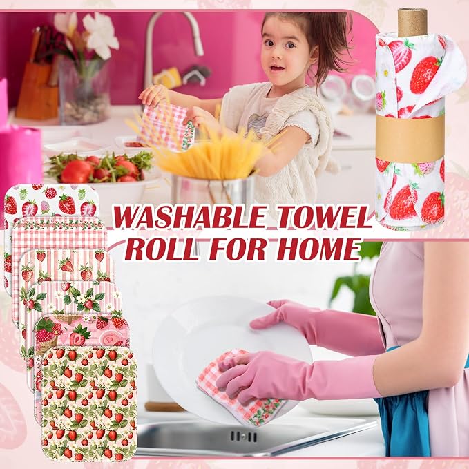 Reusable Kitchen Cloths Cotton Towel, 36 Pack, Strawberry - Image 6