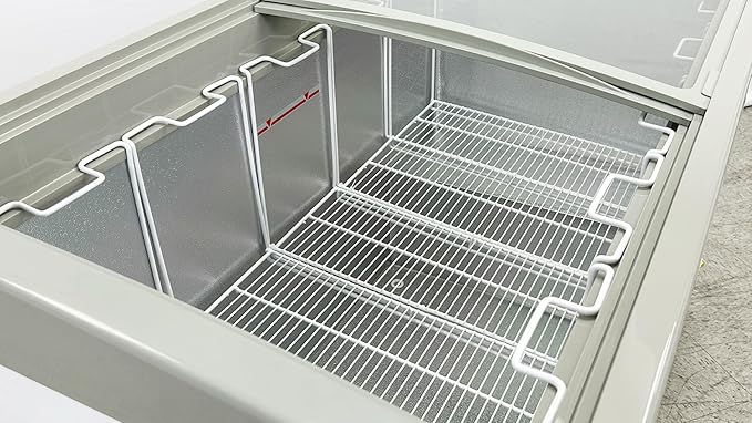 Chest Freezer Glass Door sliding Commercial Ice Cream Freezer 50" White Curve Display Top w/Storage Baskets 15-Cu.Ft sd451s