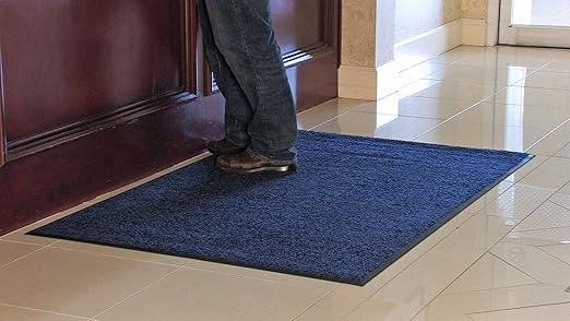 Guardian Platinum Series Indoor Wiper Floor Mat, Rubber with Nylon Carpet, 6'x6', Blue