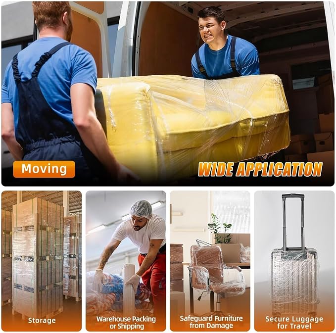 Stretch Film Shrink Wrap for Moving Supplies x 1000ft, Industrial Strength - Image 7