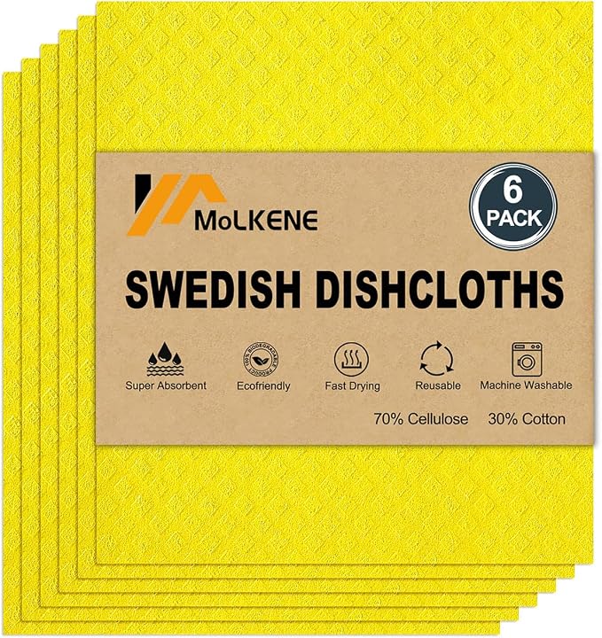 MoLKENE Swedish Dishcloths for Kitchen, 6 Pack Reusable Paper Towels | by MoLKENE