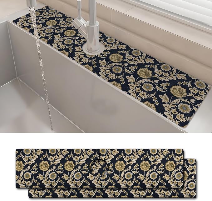 2PCS 24" X 5.5" Kitchen Sink Splash Guard Faucet Mat Floral Flower Super by Unknown