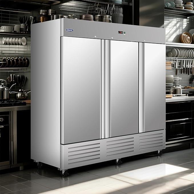 81"W Commercial Refrigerator Freezer,72 Cu.ft Commercial Refrigerator with 3 Solid Door Reach-In Freezers Stainless Steel,ETL Upright Freeze Storage w/ 9 Adjustable Shelves,LED,for Restaurant,Silver