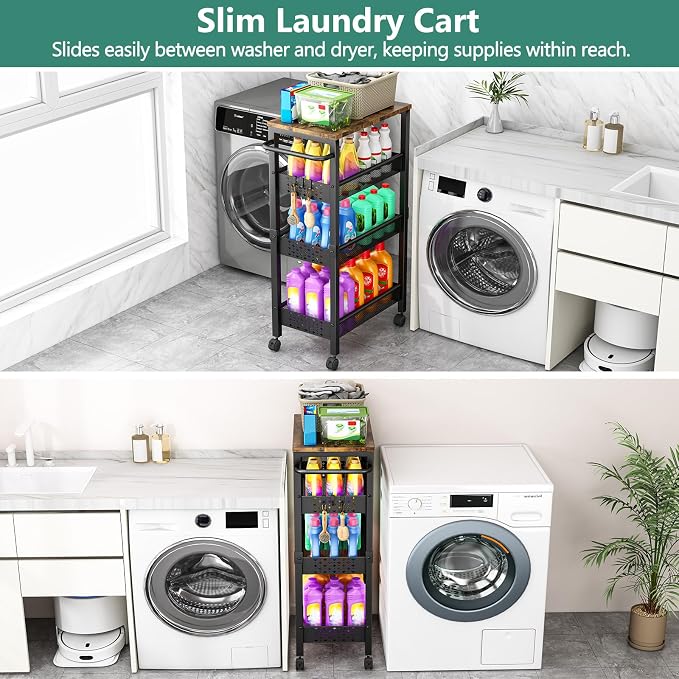 Vivihomety 4-Tier Laundry Utility Rolling Cart - Image 4