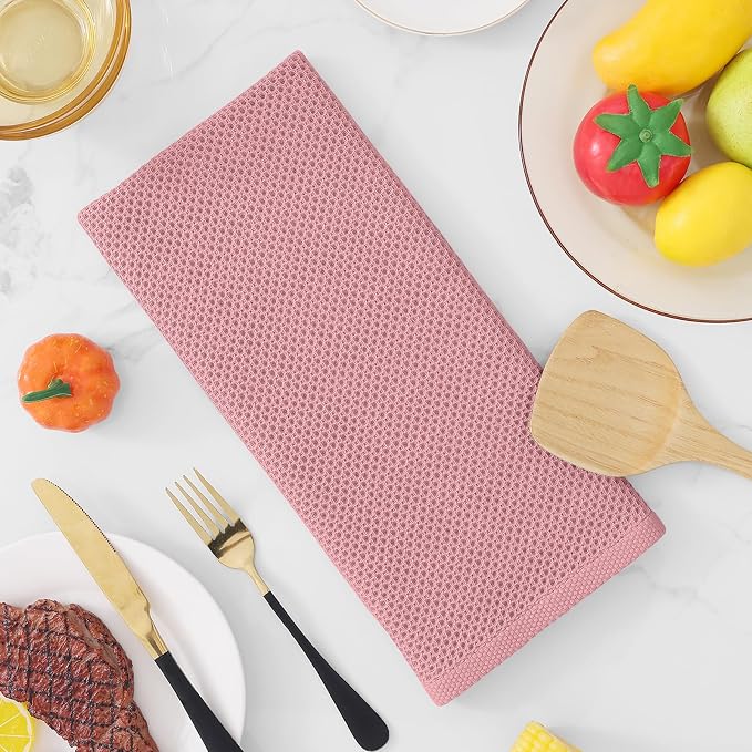 Homaxy 100% Cotton Waffle Weave Kitchen Dish Towels 4-Pack, Dried Rose | 13 x - Image 7