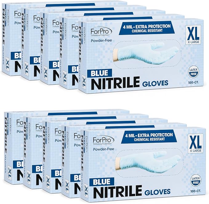 ForPro Disposable Nitrile Gloves, Chemical Resistant, Powder-Free, Latex-Free by ForProProfessionalCollection
