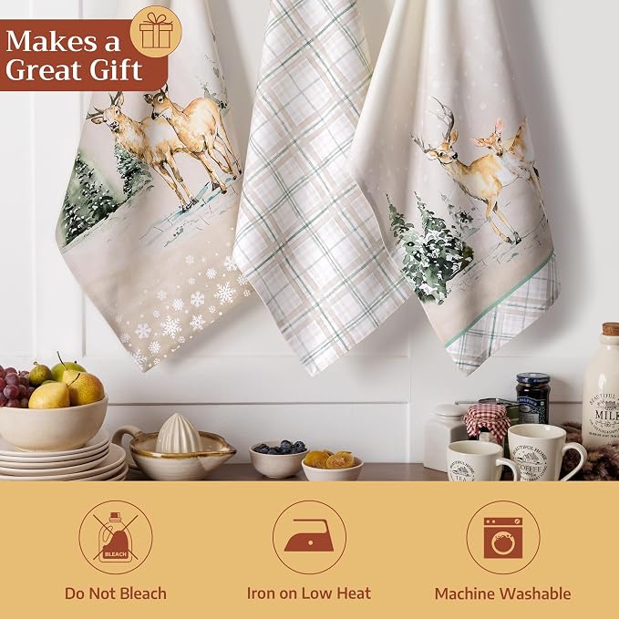 Maison d' Hermine Kitchen Towels Set of 3 Reusable 100% Cotton 27.50" x 20" - Image 5