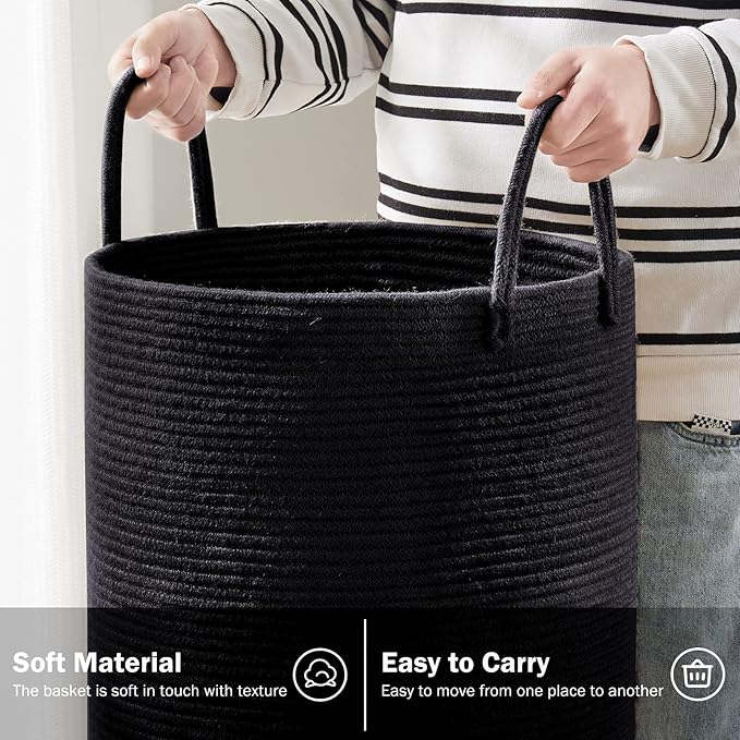 YOUDENOVA Woven Rope Laundry Hamper Basket, 72L Blanket Basket - Image 4