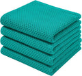Homaxy 100% Cotton Waffle Weave Kitchen Dish Towels 4-Pack, Teal | 13 x 28 by Homaxy