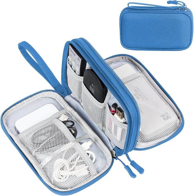 FYY Electronic Organizer, Travel Tech Pouch Bag, Cyan | Wrist Strap, Waterproof by FYY