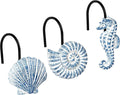 Sunlit Seashells Decorative Shower Curtain Hooks, Sky Blue Ocean Creatures by Sunlit