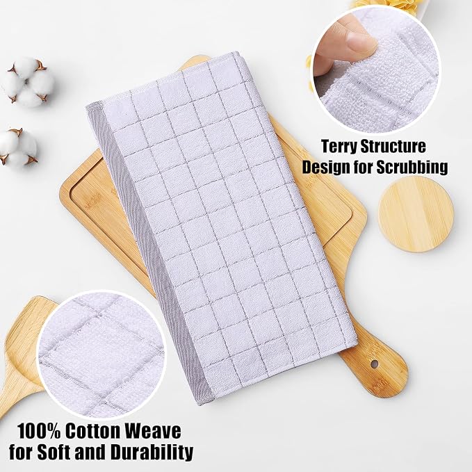 Homaxy 100% Cotton Terry Kitchen Dish Cloths, 6 Pack, Suitable - Image 2