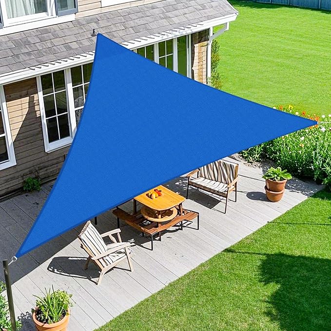 Amagenix Sun Shade Sail 6'X6'X6' Curved Edge Outdoor Shade Canopy Blue Breathable 95% UV Block Shade Cloth for Patio Garden Backyard (We Make Custom Size)