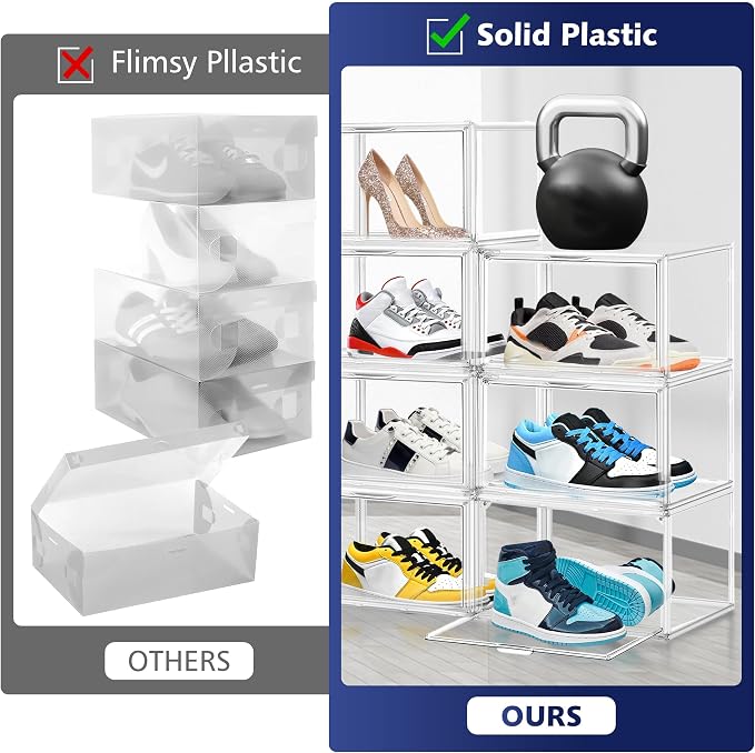 2 Pack Acrylic Clear Shoe Storage Boxes, Fits Up to Men's Size 12 - Image 5