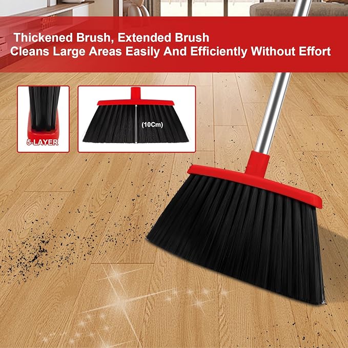 Red Broom and Dustpan Combo Set, Foldable Upright Storage Design - Image 7
