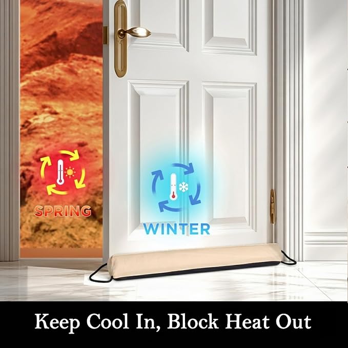 Sunolga Door Draft Stopper, Removable Washable Cover, Blocks Hot and Cold Air - Image 7