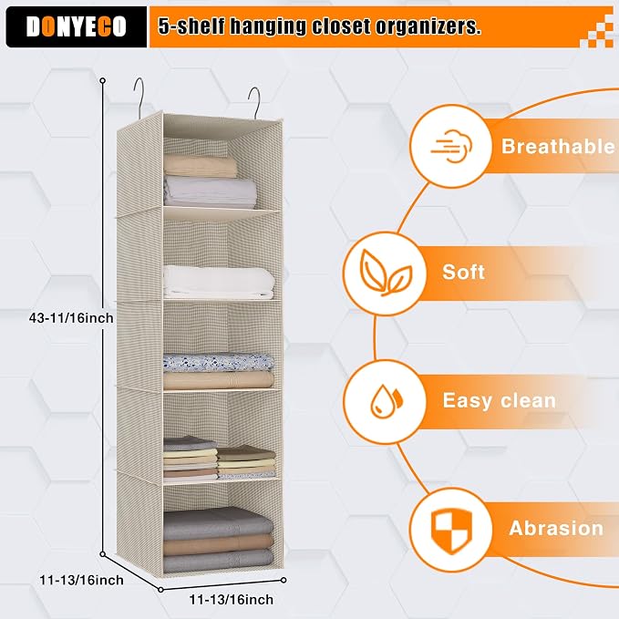 Hanging Closet Organizer 5-Tier, Oxford Wardrobe Storage, shoes & accessories; - Image 3