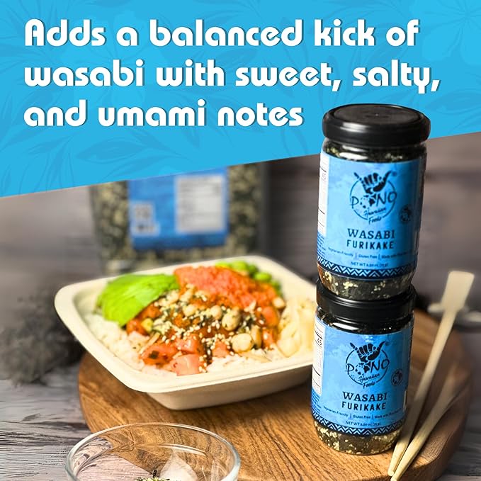 Pono Hawaiian WASABI NORI Furikake RiceSeasoning Premium Ingredients-Gluten-Free and Non-GMO-Multi Purpose Rice Seasoning–Free from Preservatives and Artificial Colors–Japanese Seasoning-2.5 oz (71g)