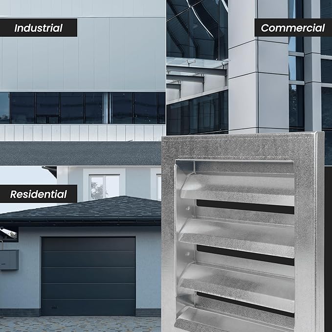 Repa Market 8" x 8" Inch Heavy Duty Galvanized Steel Exhaust Vent - Air Intake Wall Louvered Vent Grille - Outdoor/Indoor HVAC Vent Register - HVAC Crawl Space Durable Air Gable Vent