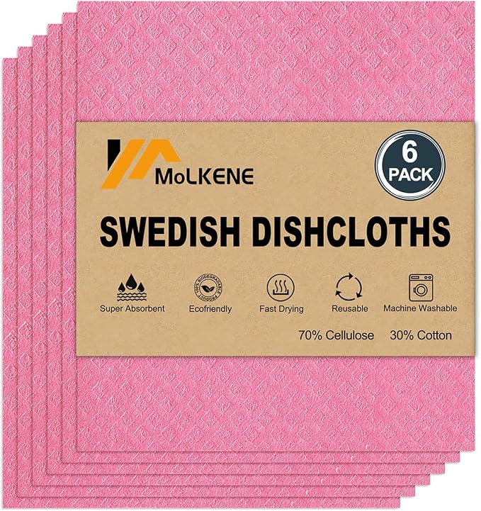 MoLKENE Swedish Dishcloths for Kitchen, 6 Pack Reusable Paper Towels, Absorbent by MoLKENE