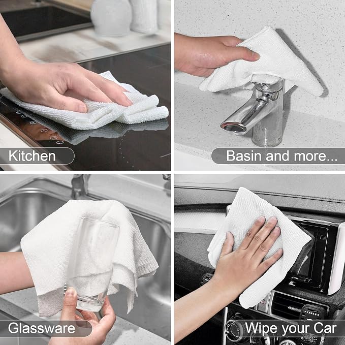 UPSTAR Microfiber Cleaning Cloth, Reusable Paper Towels Rolls, 50 Packs 12x12 - Image 5