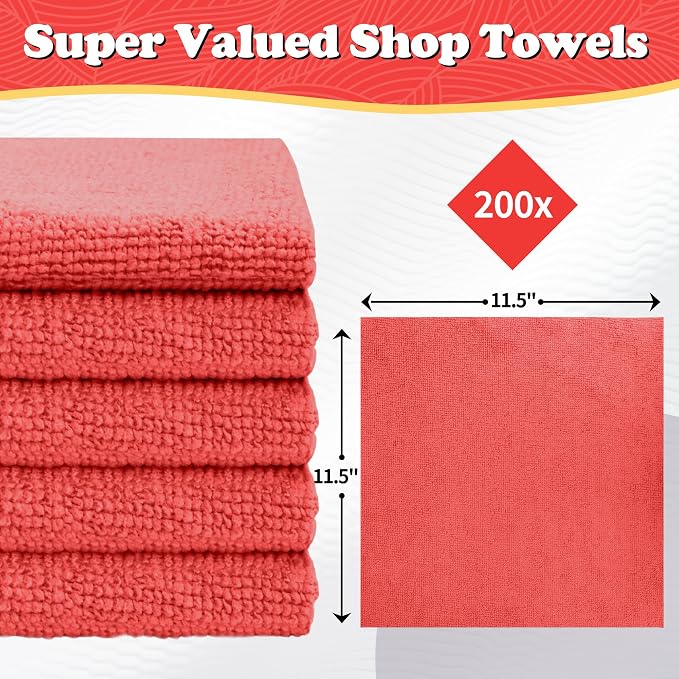 FIXSMITH Shop Towels, 200 Pack Microfiber Towels - Image 2