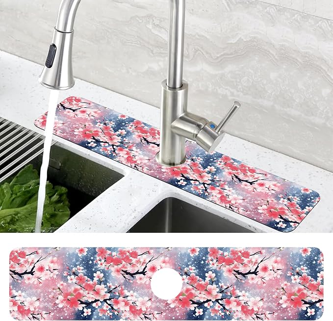 Japanese Pink Cherry Blossoms Dish Drying Mat - Image 4
