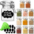 ComSaf Square Glass Spice Jars 4 oz 12 Pack by ComSaf