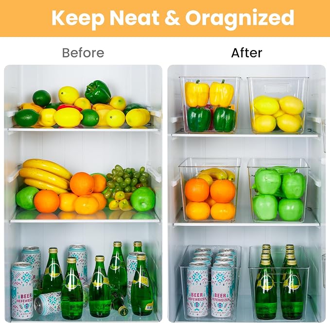 YIHONG 4 Pack Clear Storage Bins, Pantry Organizer Bins - Image 6