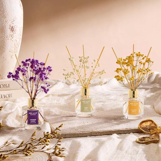 Reed Diffuser Set of 3, Clean Linen Cashmere Vanilla Lavender Garden Oil Reed - Image 4