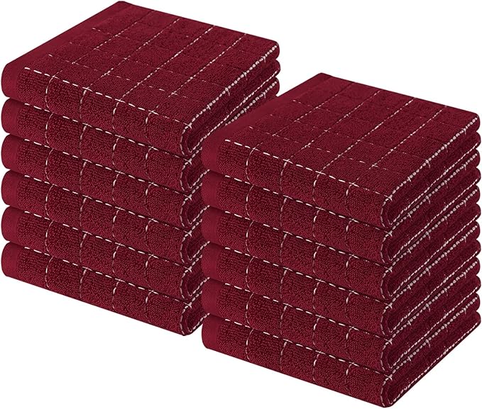 Homaxy 100% Cotton Terry Kitchen Dish Cloths, 12 Pack by Homaxy