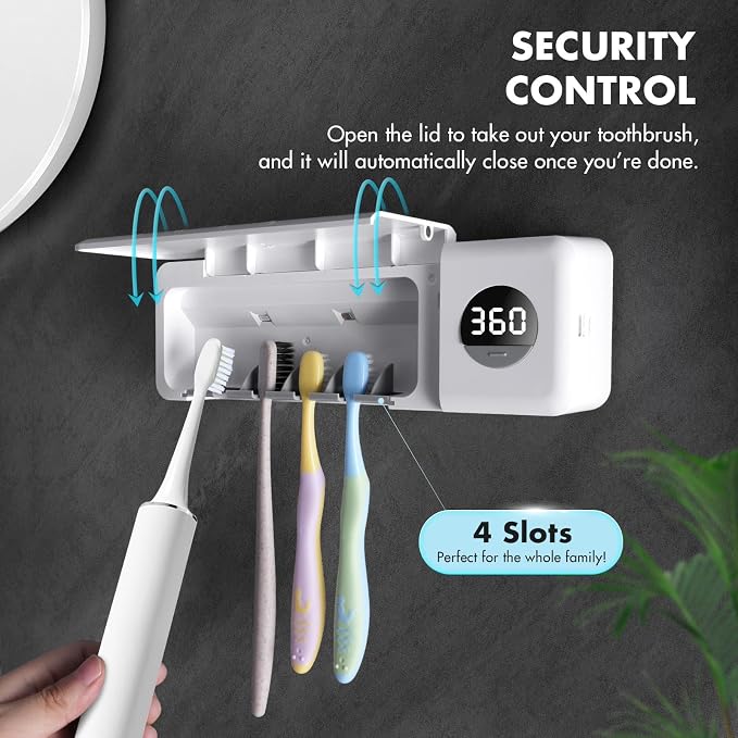 Auntyfey Sanitizeri Toothbrush Holder, Sanitizeri Toothbrush Cleaner | 2000mAh - Image 5