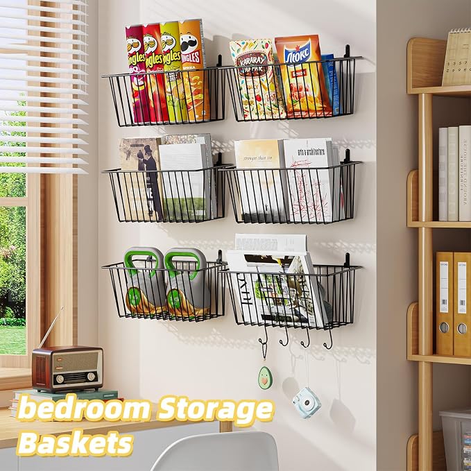 Simple Trending 6 Pack Wire Basket Wall Mount Hanging Baskets - Image 3