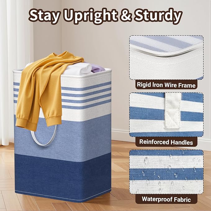 WOWBOX 2 Pack Laundry Baskets, Collapsible Dirty Clothes Laundry Hampers - Image 3