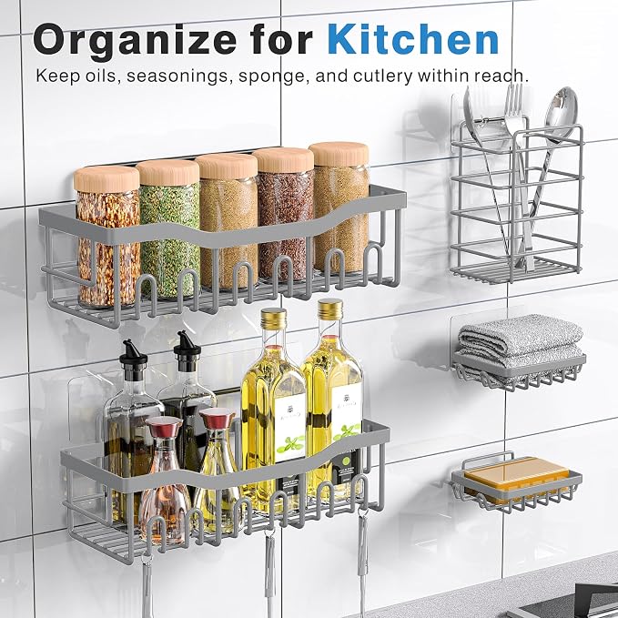 Shower Caddy 5 Pack, Adhesive Shower Organizer - Image 6
