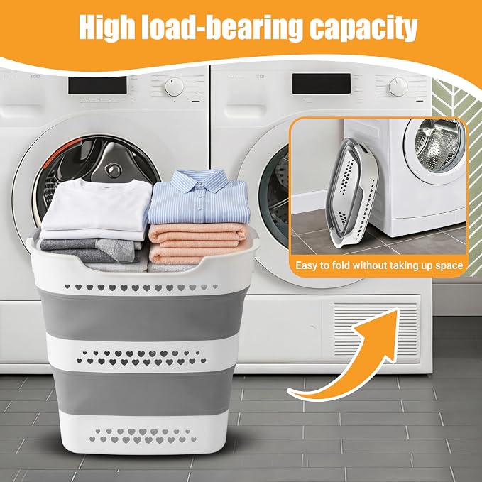 2 Pcs 42L Collapsible Laundry Baskets- Foldable Laundry Basket - Image 5