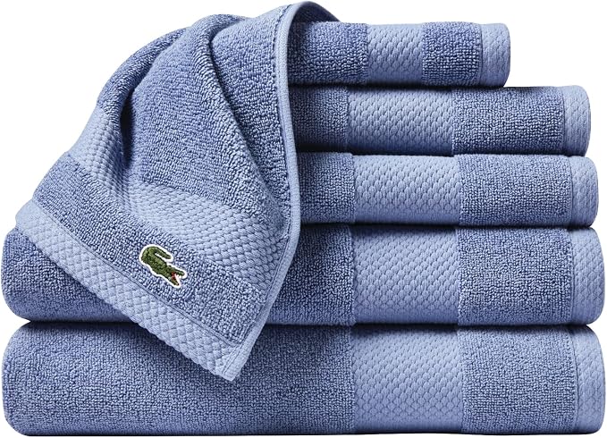 Lacoste Heritage Supima Cotton 6-Piece Towel Set, Light Denim | Highly Absorbent by Unknown