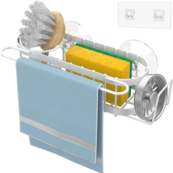 Cisily Kitchen Sink Caddy Sponge Holder in The Sink, Stainless Steel Kitchen - Image 6