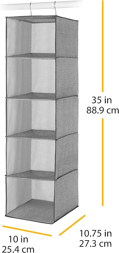 Whitmor Hanging Accessory Shelves 5 Open Sweater Shelves Crosshatch Gray - Image 3
