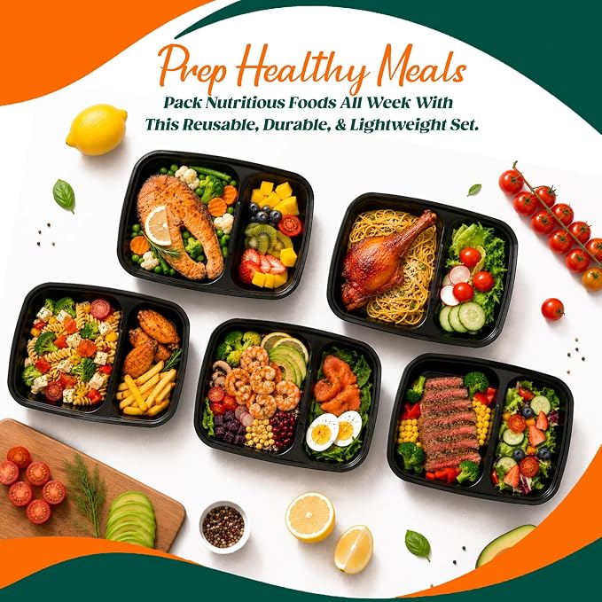 Glotoch 100 Pack32oz 2-Compartment Meal Prep Containers - Image 6